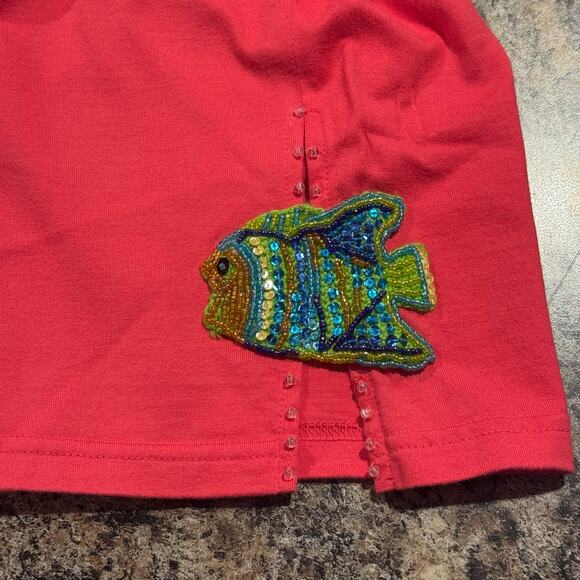 NWOT Michael Simon Pants Sequin Beaded Kawaii Y2K 90s Boho Cropped Pink Medium - Picture 3 of 4